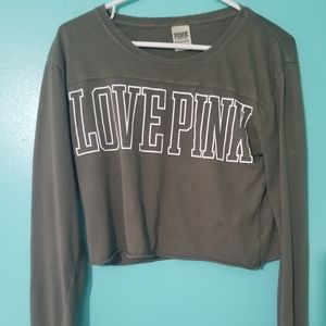 Vs pink long sleeve tee cropped